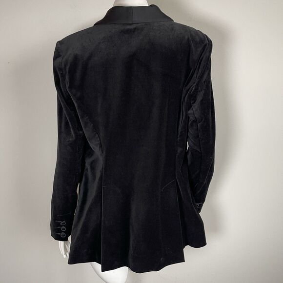 Cabi Black Velvet Tuxedo Blazer Jacket Women's L Business Party Preepy Gala - Picture 7 of 16